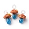 Handmade Lampwork Pendants, Bumpy, Mushroom, Camel, 24.5~29.5x15~18.5mm, Hole: 2~5mm