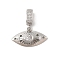 Brass Micro Pave Cubic Zirconia Pendants, Eye Charms, Platinum, 26x25x4mm, Hole: 8x5mm