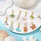9Pcs Marine Animals Alloy Enamel Pendant Decorations, with Zinc Alloy Lobster Claw Clasps, Mixed Color, 26~33mm