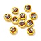 Transparent Glass Enamel Beads, Hand Drawn Beads, Donut, Gold, 15x9mm, Hole: 1.2mm