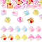 30Pcs Opaque Resin Cabochons, Mushroom with Flower, Mixed Color, 26x25.5x9.5mm