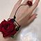 Gothic Style Retro Alloy Lace Flower Link Rings Bracelets for Women, Red, No Sise