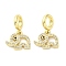 Brass Micro Pave Cubic Zirconia European Dangle Charms, Elephant, Large Hole Pendants, Real 16K Gold Plated, 17mm, Hole: 4.2mm