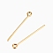 304 Stainless Steel Eye Pins, Real 18K Gold Plated, 20 Gauge, 50x0.8mm, Hole: 2mm
