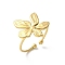 304 Stainless Steel Cuff Rings, Flower, Real 18K Gold Plated, Flower: 16.5x17.5mm, Adjustable