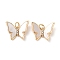 Brass Micro Pave Cubic Zirconia Pendants, with Shell, with Jump Rings, Butterfly Charm, Real 18K Gold Plated, 14.5x18.5x4mm, Hole: 3mm