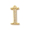 Rack Plating Brass Micro Pave Cubic Zirconia Pendant, Greek Alphabet, Real 18K Gold Plated, Letter I, 7x16.3x1.5~1.6mm, Hole: 1.1mm