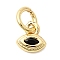 Brass Cubic Zirconia Charms, Horse Eye Charms, Cadmium Free & Lead Free, Real 18K Gold Plated, Long-Lasting Plated, Black, 6x6x2.5mm, Hole: 3mm