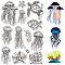 Plastic Stamps, for DIY Scrapbooking, Photo Album Decorative, Cards Making, Stamp Sheets, Jellyfish, 160x110mm