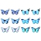 12Pcs 6 Colors Printed Alloy Pendants, with Enamel, Butterfly Charm, Platinum, Mixed Color, 13.5x20x2mm, Hole: 1.6mm, 2pcs/color