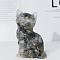 Resin Craft Display Decorations, with Natural Rutilated Quartz Chip, Cat Shape Figurine, for Home Feng Shui Ornament, 75x50x36mm