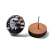 Independence Day Wood Stud Earrings, with 304 Stainless Steel Pins, Eagle, 14~14.5mm
