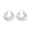 Brass Croissant Thick Hoop Earrings for Women, Platinum, 39x35x11mm, Pin: 0.5x1~1.5mm