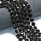 Natural Obsidian Beads Strands, Faceted Hexagonal Cut, Flat Round, with Seed Beads, 10~10.5x6mm, Hole: 1mm, about 31~32pcs/strand, 15.35''~15.55''(39~39.5cm)