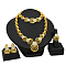 Alloy Micro Pave Clear Cubic Zirconia Jewelry Sets, Pendant Necklace & Stud Dangle Earrings & Ring & Bracelets Sets, Golden, Flat Round, 430mm