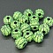 Opaque Acrylic Beads, Round, with Rhinestone, Spring Green, 12x10mm, Hole: 3.7mm