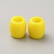 Plastic European Beads, Large Hole Beads, Barrel, Yellow, 12x11mm, Hole: 6.2mm, about 1428pcs/1000g