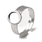 304 Stainless Steel Adjustable Ring Components, Oval Pad Ring Settings, Stainless Steel Color, Tray: 10x8mm, 12x10mm, Inner Diameter: 18mm