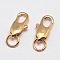 Brass Lobster Claw Clasps, Cadmium Free & Nickel Free & Lead Free, Real 18K Gold Plated, 12x6x3mm, Hole: 4mm