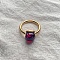 Square 304 Stainless Steel with Glass Finger Rings, Golden, Dark Red, 10mm, US Size 8(18.1mm)