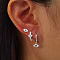 Simple S925 Sterling Silver Horse Eye Earring Sets, with Cubic Zirconia, Silver, 3~16x5~6mm