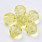 Transparent Acrylic Pendants, Faceted, Round, Yellow, 34x32mm, Hole: 2.4mm, about 35pcs/500g