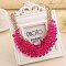 Alloy Bib Neckalces for Women, with Faceted Resin Round Beads, Gold, Camellia, 17.72 inch(45cm)