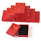 Rectangle Paper Jewelry Set Storage Boxes with Bowknot, Necklaces Rings Gift Case with Sponge Inside, FireBrick, 8.7x6.7x2.6cm