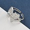 304 Stainless Steel Open Cuff Rings for Women, Butterfly, Stainless Steel Color, Tray: 13x15.5mm, Adjustable