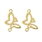 Brass Filigree Connector Charms, Cadmium Free & Lead Free, Butterfly, Real 24K Gold Plated, 12x8x0.5mm, Hole: 1.2mm