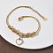 European Style Polymer Clay Rhinestones & 201 Stainless Steel & Natural Shell Charm Bracelets, 304 Stainless Steel Snake Bracelets for Women, Ion Plating(IP), Real 18K Gold Plated, Heart, 7-5/8 inch(19.4cm)