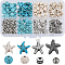 DIY Jewelry Making Finding Kit, Including Starfish & Round Synthetic Mixed Gemstone Beads, Alloy Beads & Charms, Antique Silver, 250Pcs/box