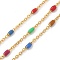 Ion Plating(IP) 304 Stainless Steel Link Chains, Soldered, with Enamel and Spool, Real 18K Gold Plated, Colorful, 2x1.5x0.2mm, about 32.81 Feet(10m)/Roll