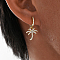 Brass Coconut Tree Hoop Earrings, with Clear Cubic Zirconia, Golden, 26x14mm