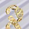 Brass Micro Pave Clear Cubic Zirconia Open Cuff Rings for Women, Letter, Rack Plating, Long-Lasting Plated, Cadmium Free & Lead Free, Real 18K Gold Plated, Letter Y, 11.5mm
