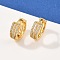 Brass Micro Pave Clear Cubic Zirconia Hoop Earrings, Long-Lasting Plated, Rack Plating, Real 18K Gold Plated, 16.5x17x6.5mm