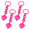 4Pcs Alloy Keychains, Heart, Fuchsia, 112.5mm
