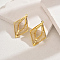 Elegant Classic Brass Rhombus Stud Earrings for Women, Various Styles Available, Real 18K Gold Plated, 50x33mm