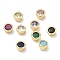 Flat Round Brass Micro Pave Cubic Zirconia Cabochons, Rack Plating, Long-Lasting Plated, Lead Free & Cadmium Free, Real 18K Gold Plated, Mixed Color, 5x3.5mm