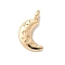 Brass Pendants, Moon Charms, Real 14K Gold Plated, 19x13x2mm, Hole: 2mm