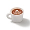 Opaque Resin Drink Pendants, Coffee Cup Charms, White, Leaf, 17x22x13.5mm, Hole: 4.5x3mm
