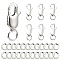 Brass Lobster Claw Clasps, with Jump Rings, Real Platinum Plated, 4~12x4~6x0.8~3mm, Hole: 2.4~3mm