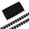 Fibre Lace Ribbon, Flower Trimming for Wedding Dress Decoration, Black, 1-1/8~1-1/4 inch(30~32mm), about 15.00 Yards(13.72m)/Roll