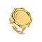 304 Stainless Steel Cuff Ring Components, Pad Ring Settings, Octagon, Ion Plating(IP), Real 18K Gold Plated, Tray: 15.5mm, Inner Diameter: 18mm