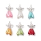 ABS Plastic Imitation Pearl Pendants, Flower Shape Angel Charms, with Alloy Wings and  Copper Wire Loop, Mixed Color, 38.5~40x22x17~17.5mm, Hole: 2.5~3mm