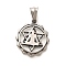 304 Stainless Steel Pendants, Chakra with Yoga Pattern, Antique Silver, 27.5x24x2.5mm, Hole: 8x4.5mm