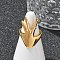 Gesture 304 Stainless Steel Rhinestone Finger Rings for Women, Real 18K Gold Plated, 27mm, Inner Diameter: 17mm