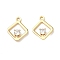 Brass Micro Pave Cubic Zirconia Rhombus Charms, Nickel Free, Real 18K Gold Plated, 12.5x10x2.5mm, Hole: 1.2mm