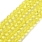 Transparent Glass Bead Strands, Imitate Austrian Crystal, Faceted(32 Facets), Round, Yellow, 6mm, Hole: 1mm, about 100pcs/strand, 21~22 inch