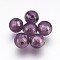 Handmade Silver Foil Lampwork Beads, Round, Medium Orchid, 9.5~10mm, Hole: 1.5~2mm
